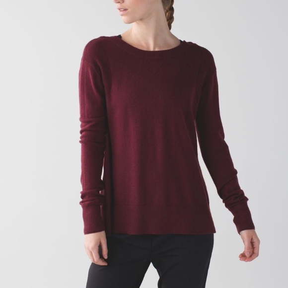 Lululemon Wine Berry Sunset Savasana Pullover cross open back sweater - Picture 3 of 16